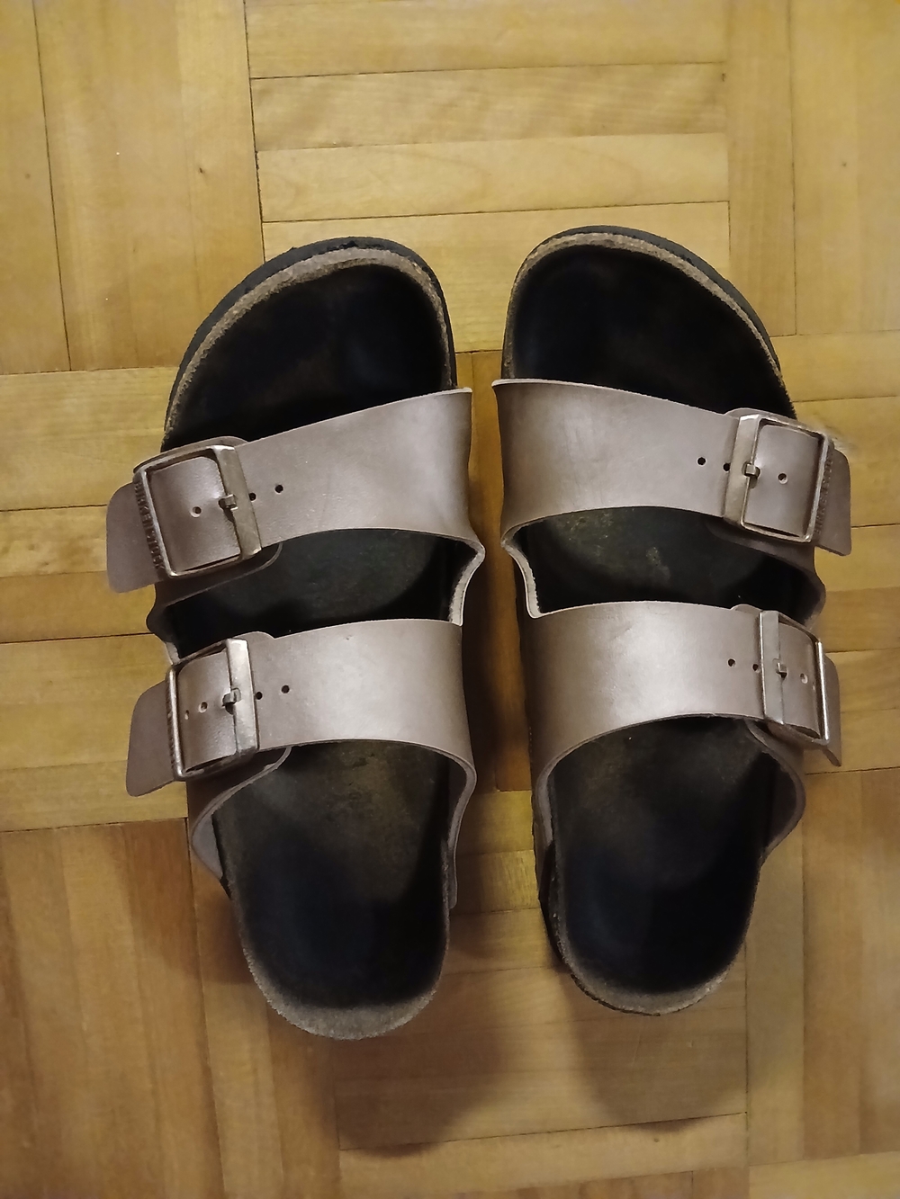 Birkenstock Taupe Arizona Leather Footbed Sandals